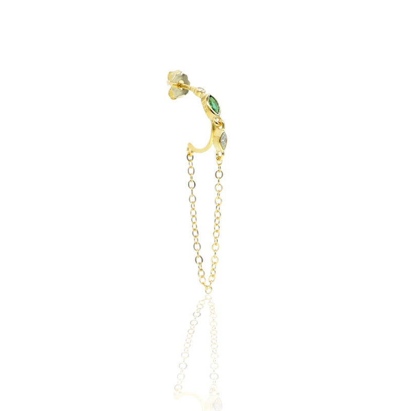 de leukste online sieraden webshop|altijd de laatste trend van sieraden|sierdenwinkel in haarlem|oorbellen met ketting|chain earrings|hippe sieraden|fashion jewelry|gold earring with green stones