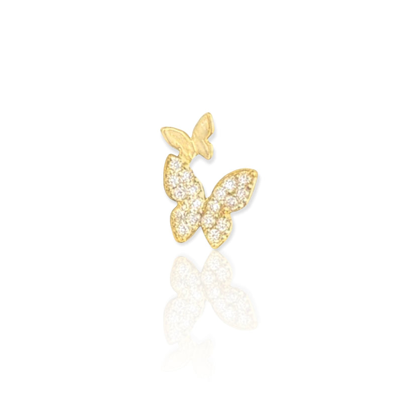 double butterfly earring |earring with butterfly|butterfly earring gold|golden butterflies earring|double butterfly Earring|vlinder oorbellen