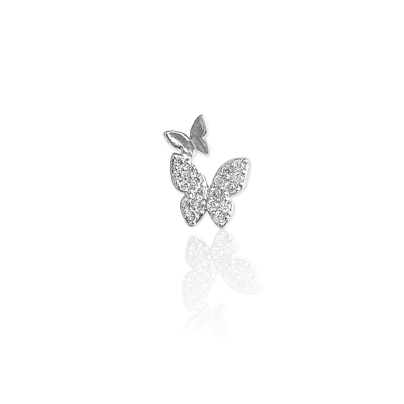 silver butterfly ear stud