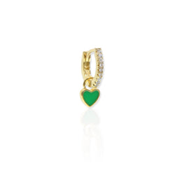 enamel huggie earring|fijne oorbellen hart|oorbel met groen hartje|enamel heart earring green choosebyfelice