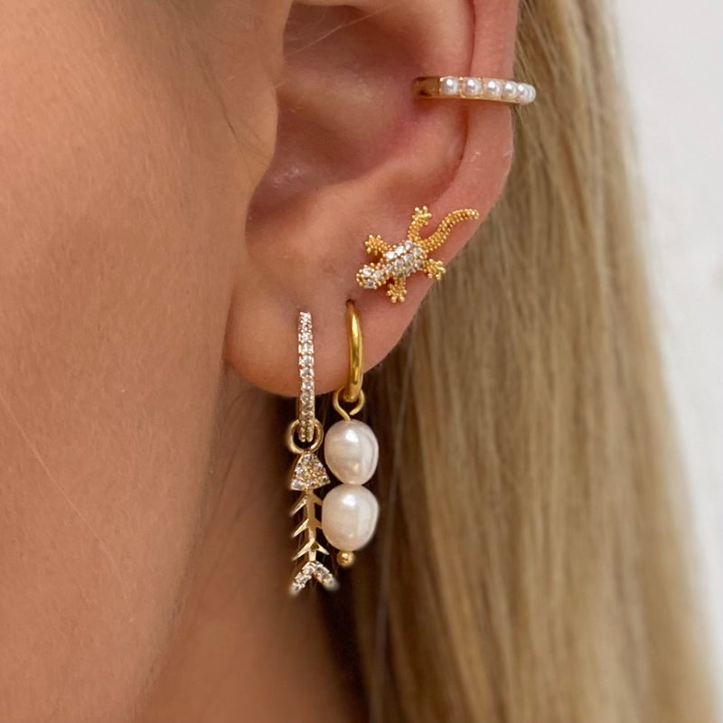 Dangling Pearls Huggie Earring
