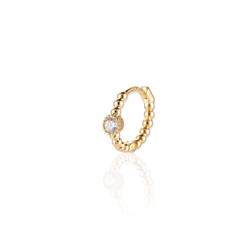 gigi huggie earring|fine earring with single stone|small hoop earring|fine piercing earring gold|