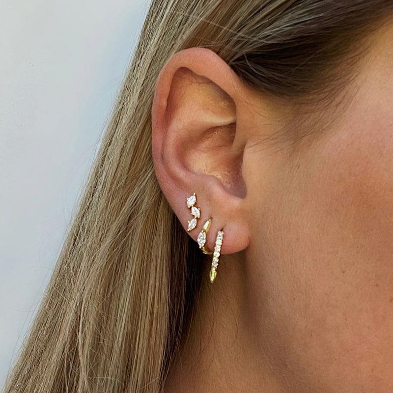 oorbellen set|inspiratie voor meerdere gaatjes|oor-piercingkleine oorringen goudkleur|fijne oorringen |fine huggie earring gold|earring inspiration for multiple piercings