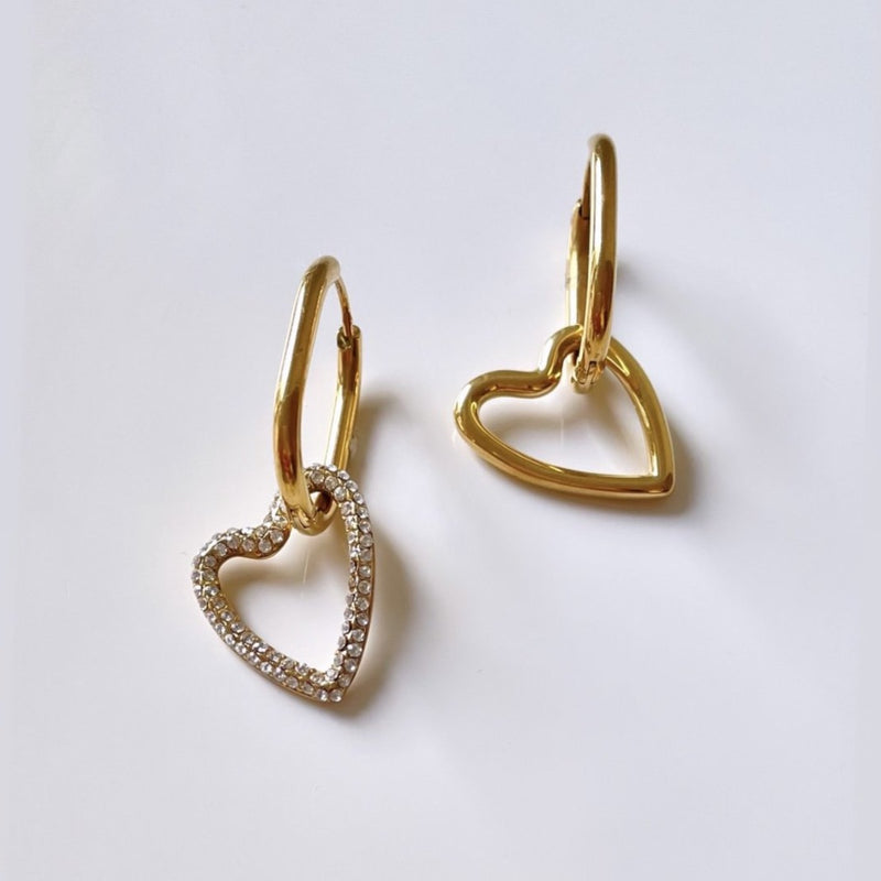heart earrings gold