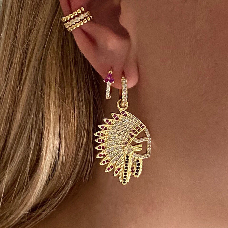 Platinum Indian Huggie Earring