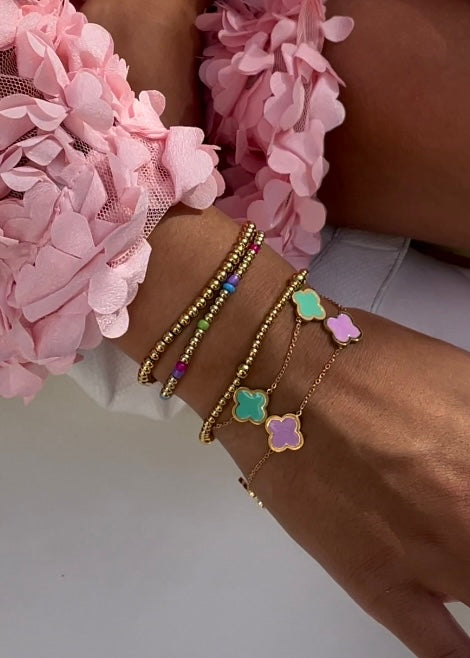 clover bracelet gold|lucky clover bracelet|summer bracelets|trendy bracelet style|clover bracelet gold