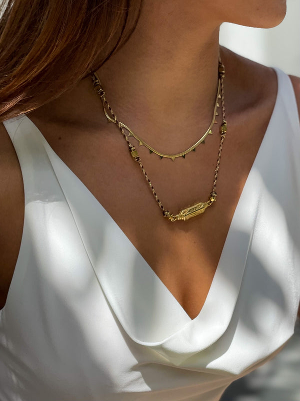 Golden Love Locket Cord Necklace