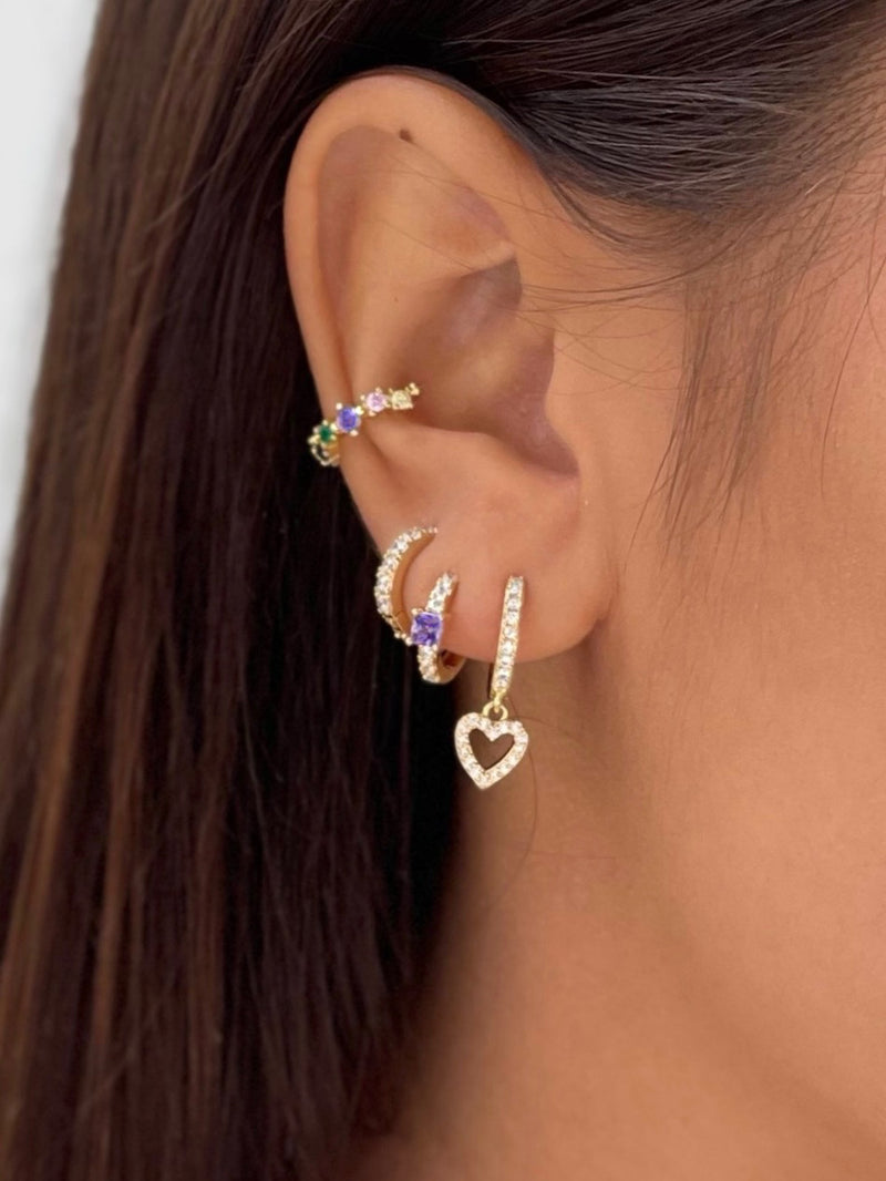 Triple Heart Earrings Set