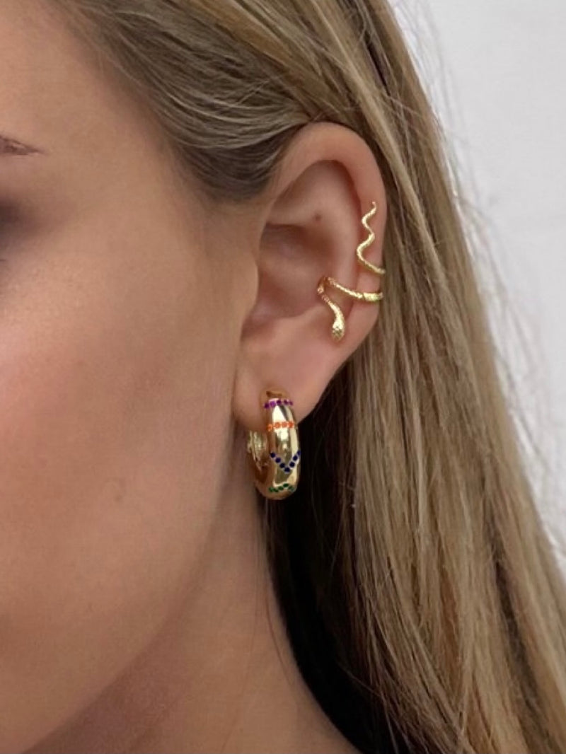 Fancy Hoop Earrings Gold