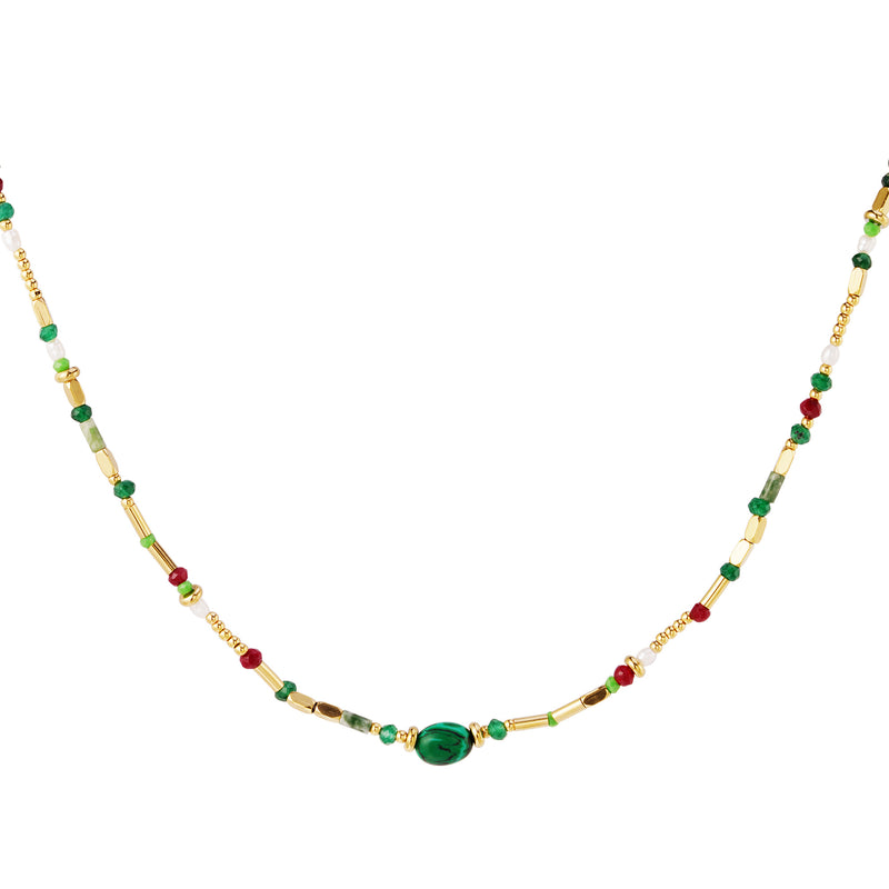 Jade Green Beaded Chain Necklace