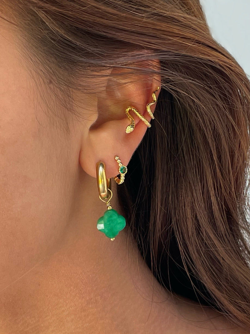 Clover Hoop Earrings Green