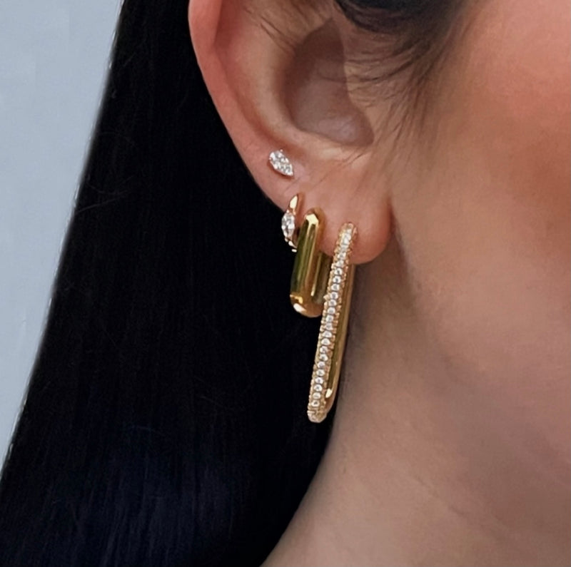 Fine Oval Pavé Hoop earring