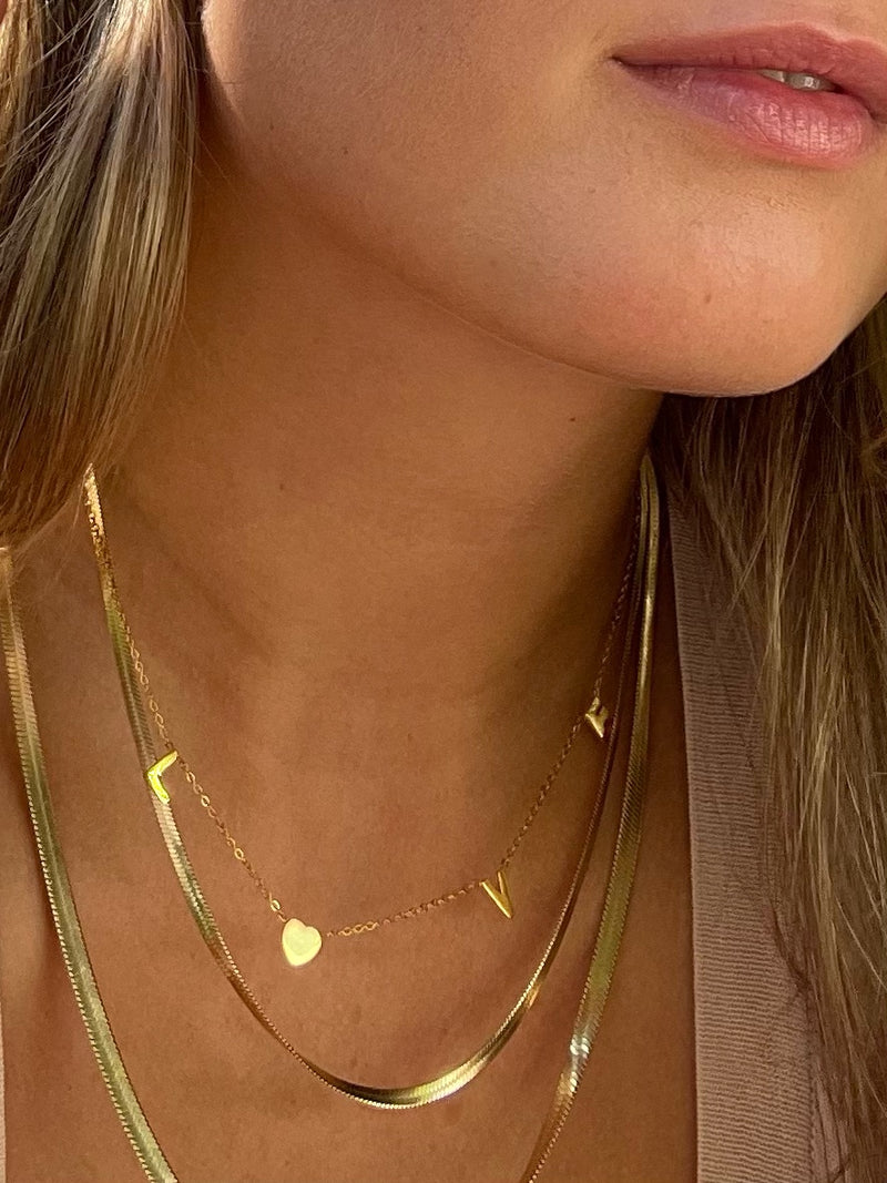 gladde gouden ketting|Herringbone necklace gold|snake necklace Gold plated|waterproof sieraden kopen|kettingen die niet verkleuren kopen|