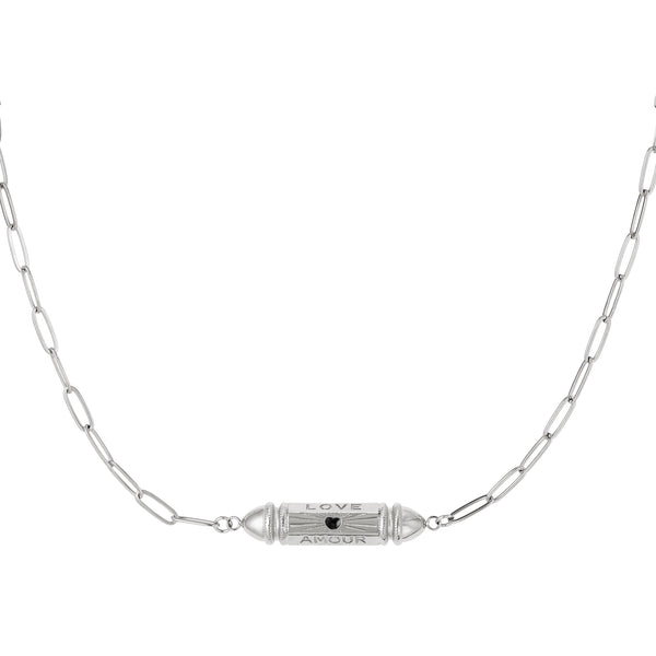 locket necklace zilver|love locket necklace silver| stoere damesketting rvs|stainless steel jewelry