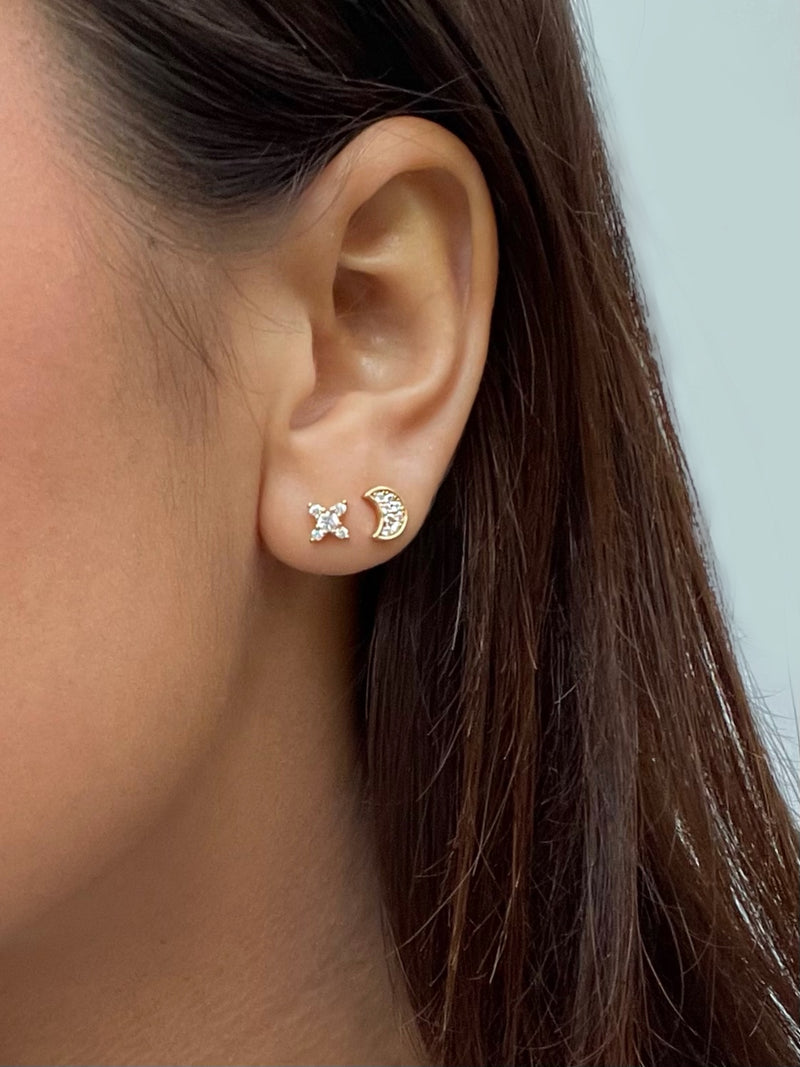 moon star earrings|moon star stud earrings|star earrings|moon earringas
