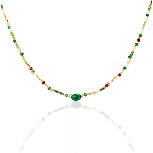 Jade Green Beaded Chain Necklace