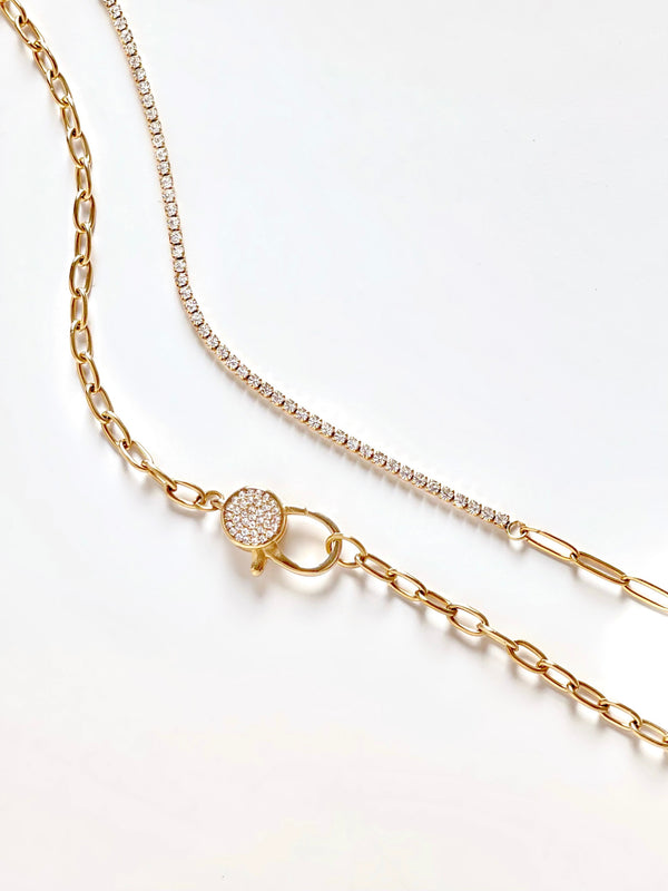 Pavé Oval Lock Necklace