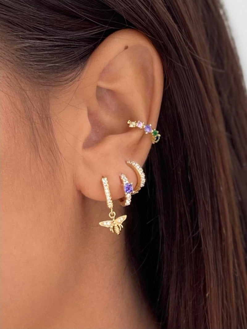 purple earrings gold