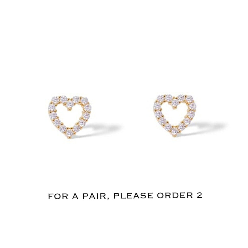 golden heart shaped stud earring with stones|gift ideas for girlfriend|heart earring|classic jewellery