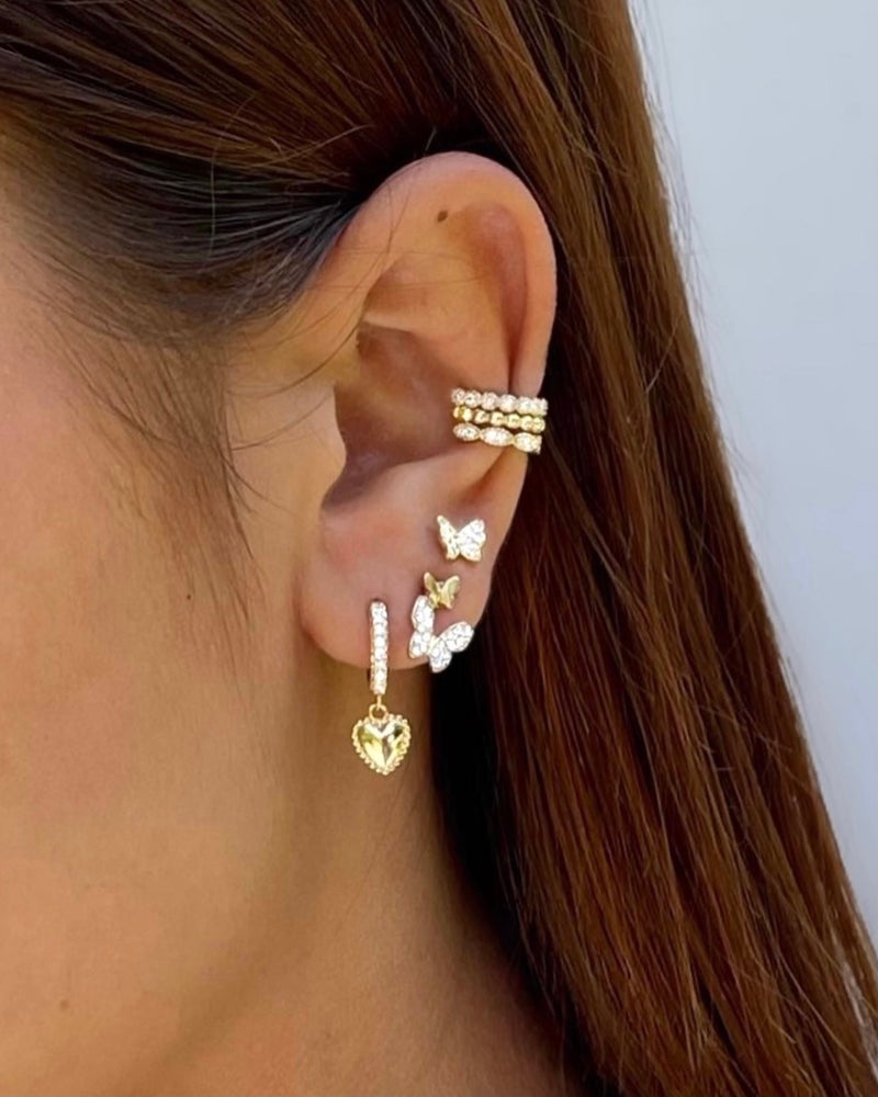 Golden Heart Huggie Earring