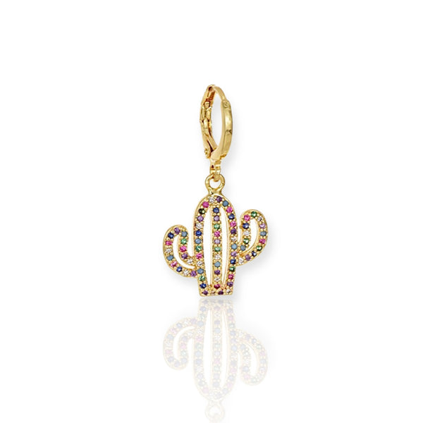 Earring Gold Cactus Charm