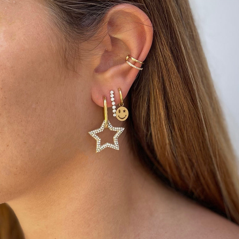oorbellen met ster kopen|oorbellen inspiratie voor meerdere gaatjes|strass oorbellen|mooie sieraden online