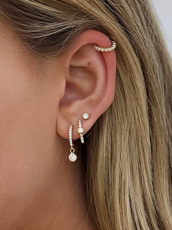 Huggie Dangling Diamond Earring