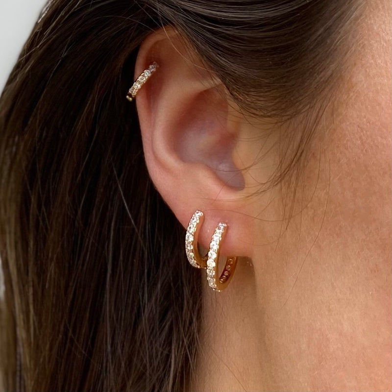 Pavé Huggie Earring Set