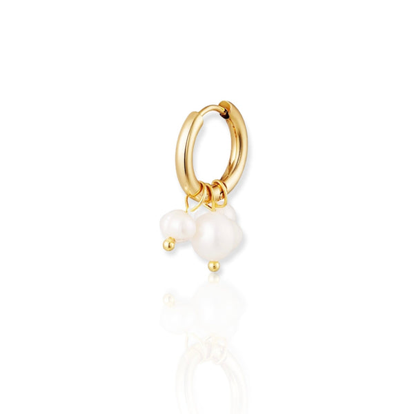 Triple Pearl Hoop Earring