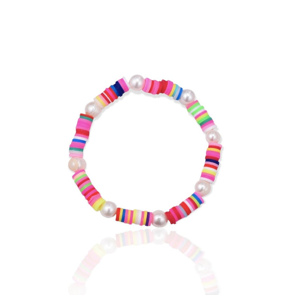 pearly rainbow bracelet|bracelet with pearls|summer bracelet|leuke gekleurde armband|armband met kleurtjes|