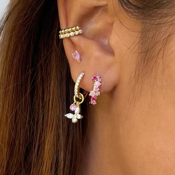 Pink Teardrop Ear stud