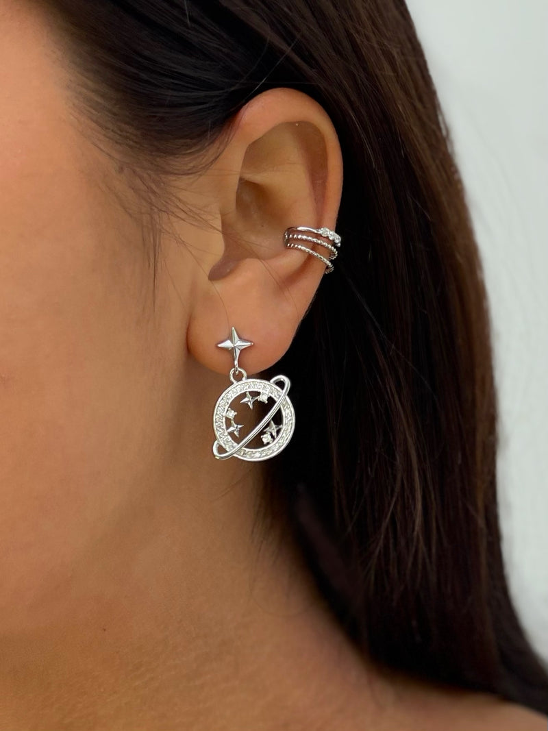 planet earrings silver|silver planet earrings|shooting star earrings silver