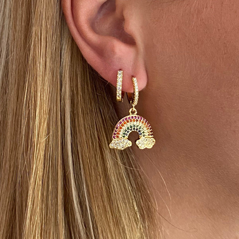 rainbow earrings gold|earrings rainbow charm|rainbow earrings