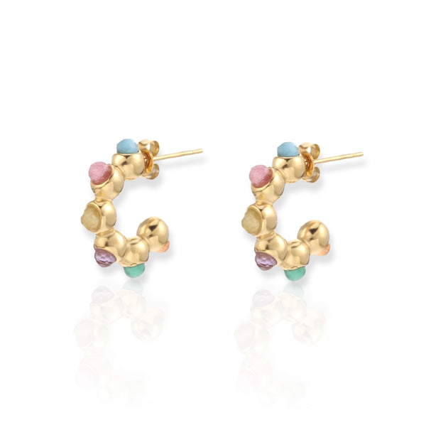 Rainbow Gemstones Hoop Earrings