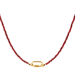 Ruby Red Stones Lock Necklace