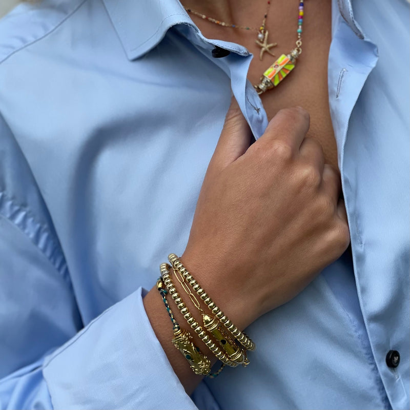 Diamond paper clip bracelet 14k yellow gold | Loquet London