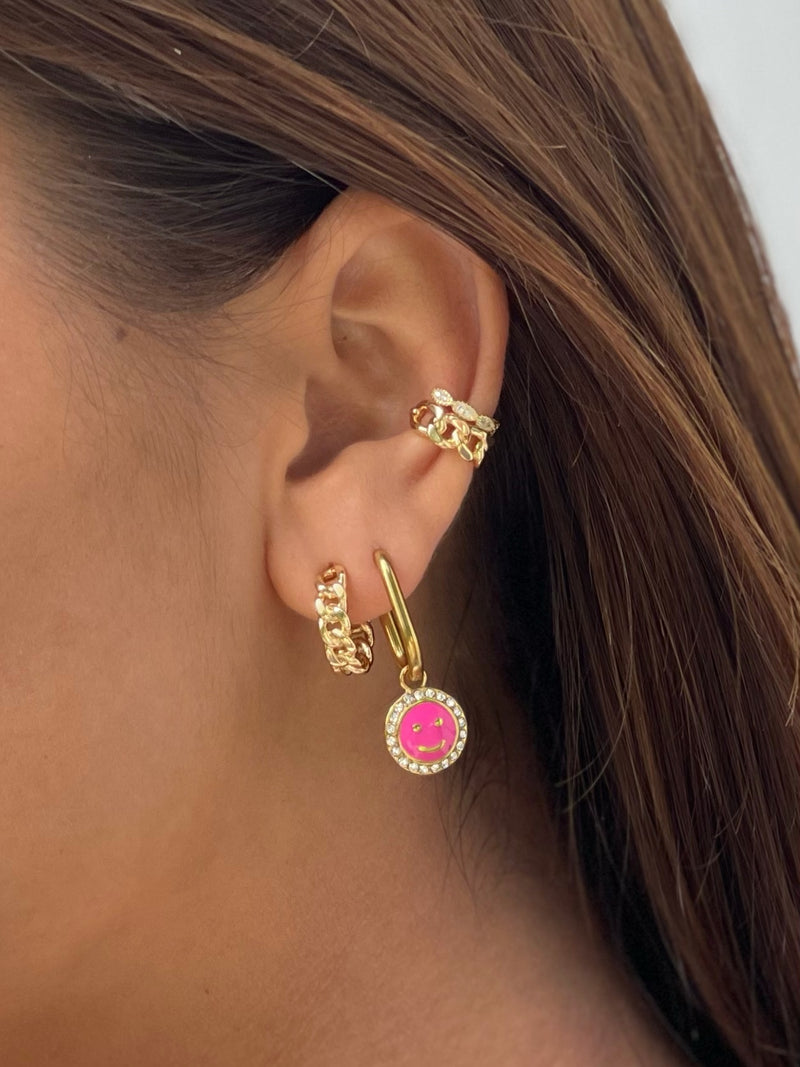 roze smiley oorbellen|sunny smiley earrings choosebyfelice|pink earrings|leuke oorbellen kopen|leuke oorbellen winkel