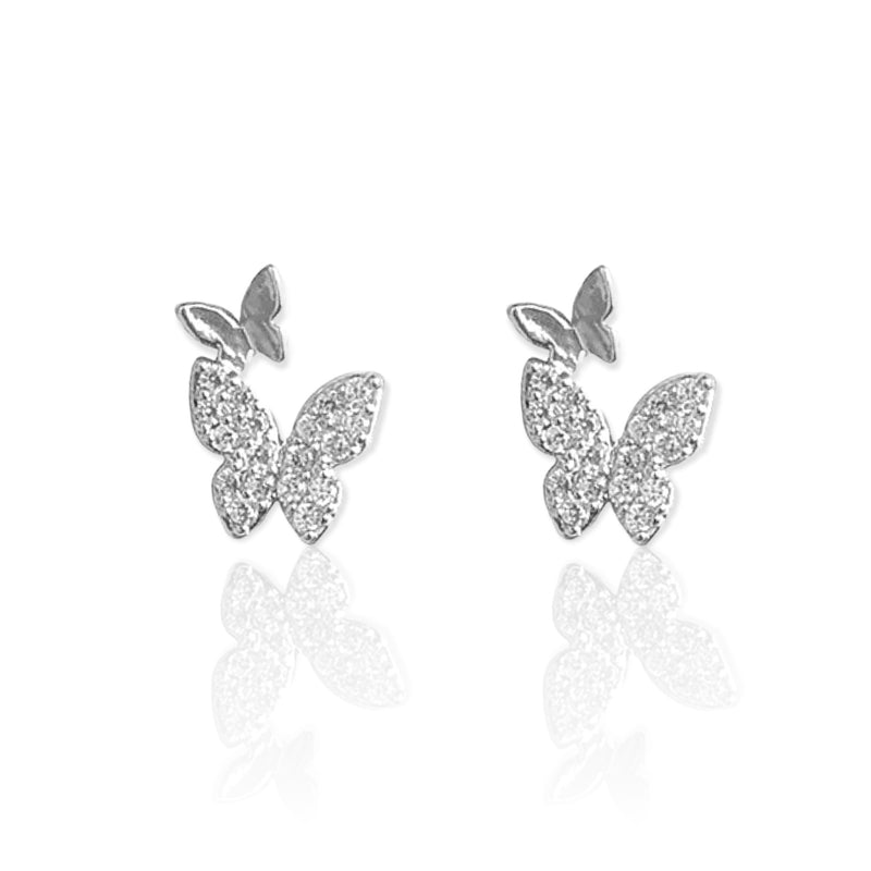 double butterfly ear studs|butterfly ear studs silver