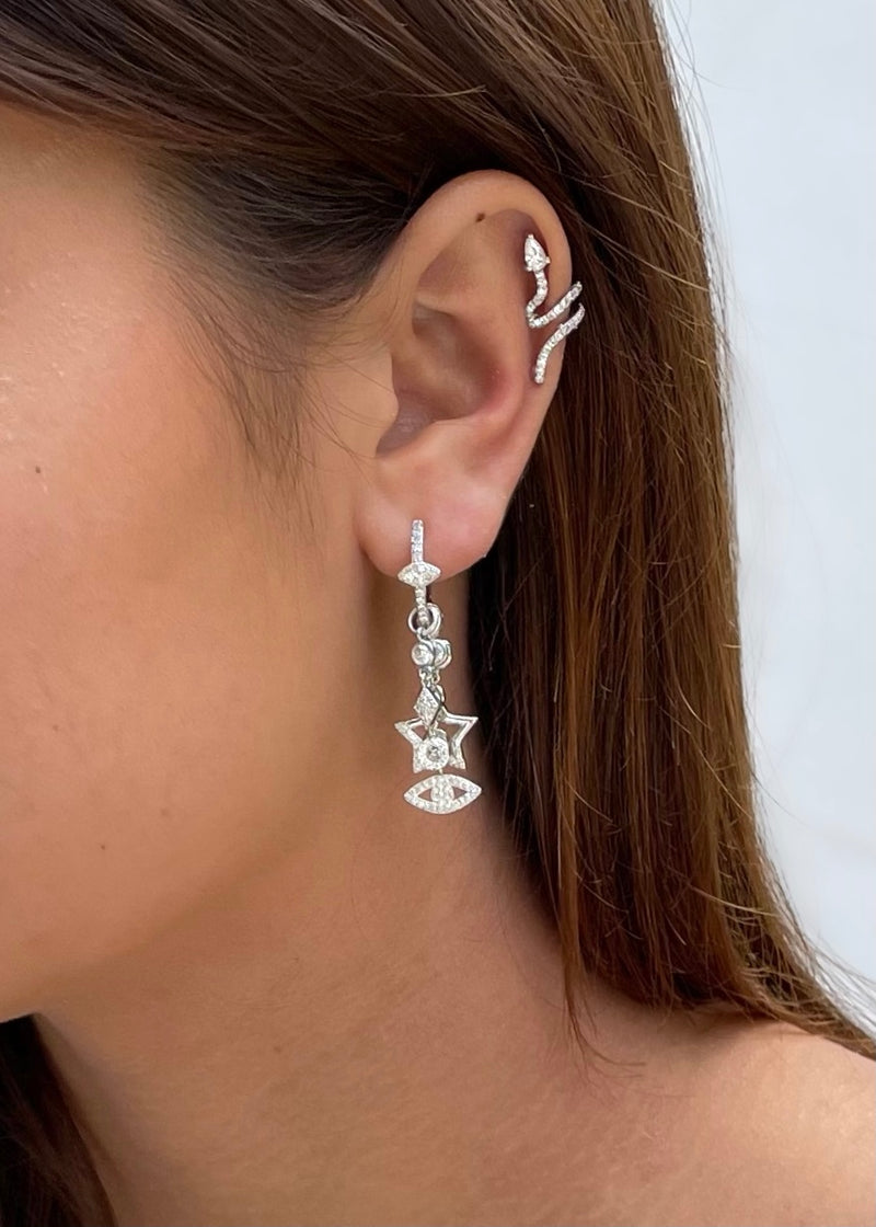 silver statement oorbellen|zilveren oorbellen met sterren|stoere zilveren oorbellen|leuke oorbellen zilver|