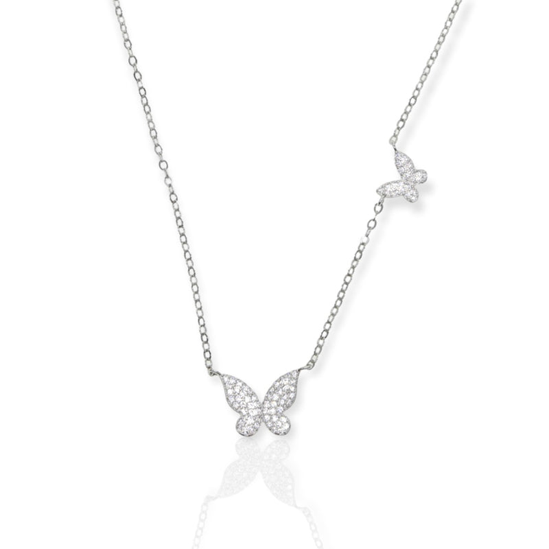 Buy SILVER BEAUTIFUL PINK BUTTERFLY NECKLACE Online - Unniyarcha