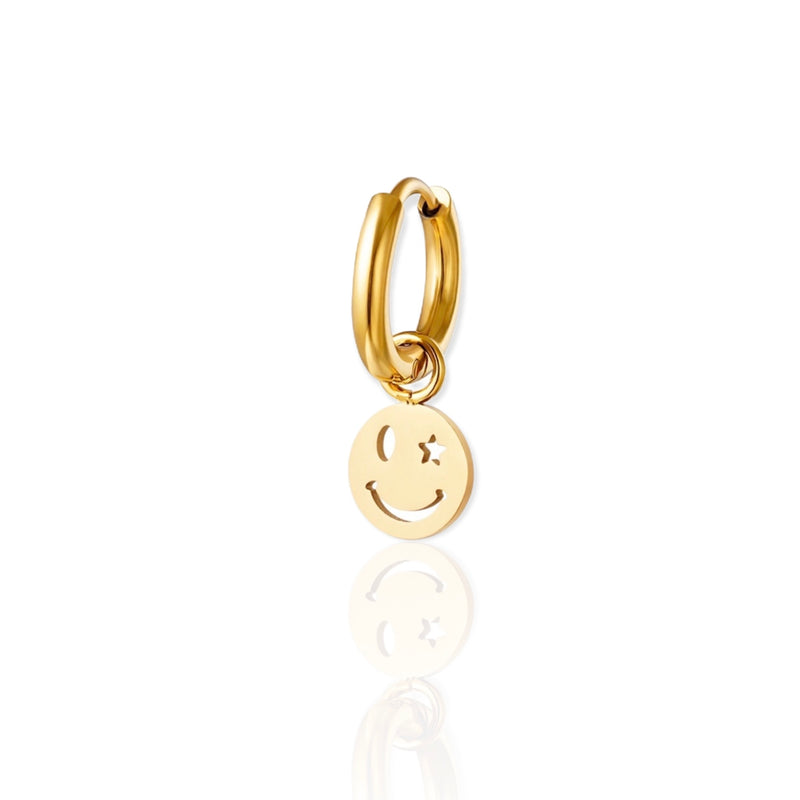 golden smiley earrings