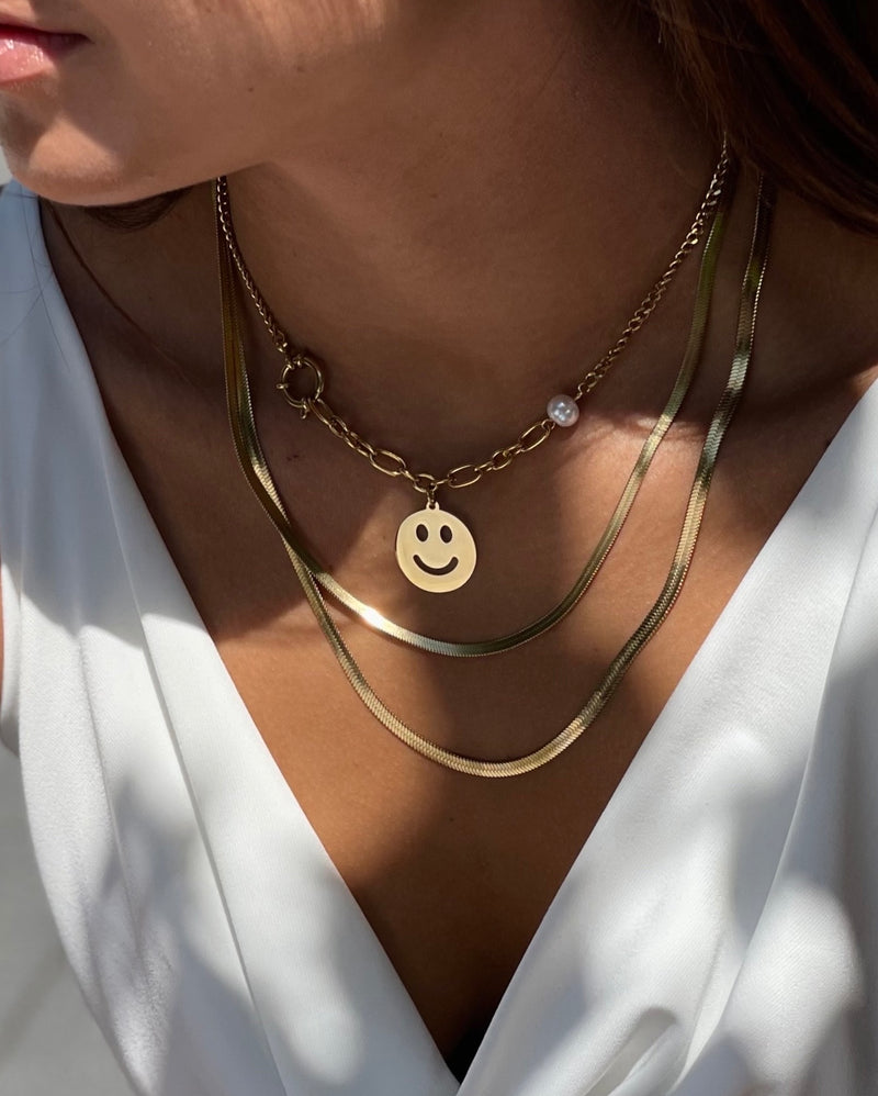 smiley face necklace gold|smiley necklace|golden smiley necklace