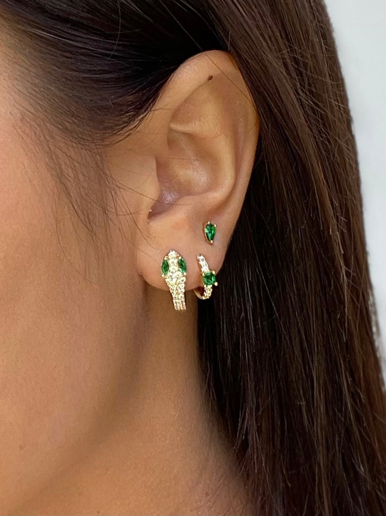 Emerald Teardrop Ear stud
