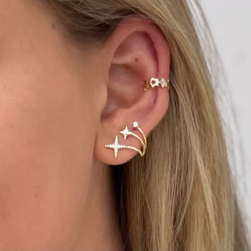 Triple Star Stud Earring