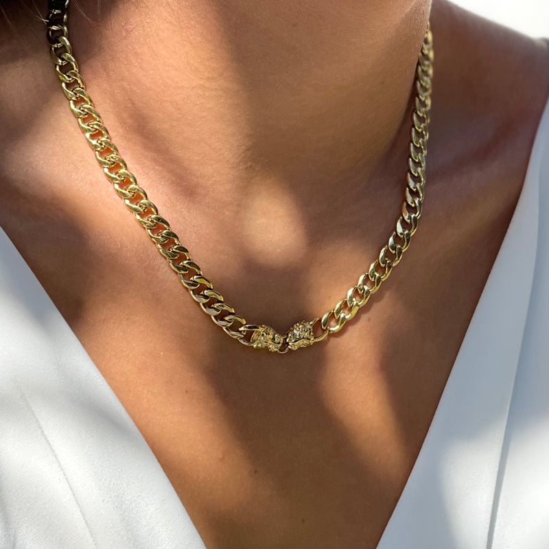 Chunky Chain Lion Necklace
