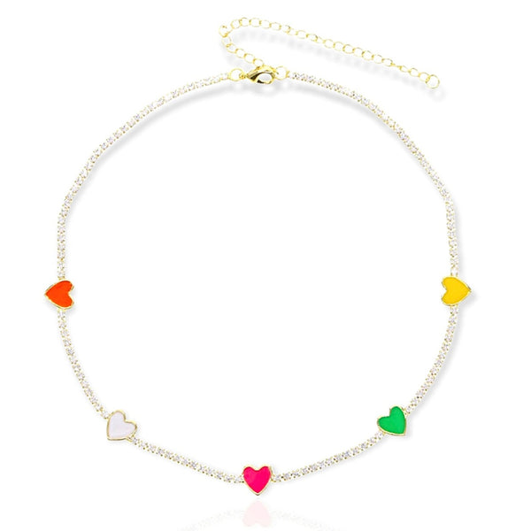 colourful hearts-tennis necklace-tennis letting-necklaces with zirconia stones-leuke sieraden-online hippe sieraden-webwinkel-swarovski-sieraden bedels-the best place to buy jewellery online