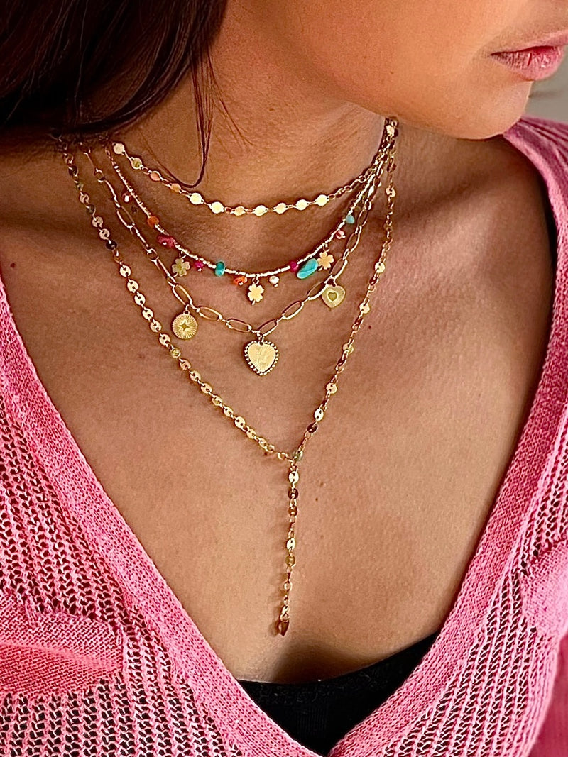 Colorful Clover Necklace Gold