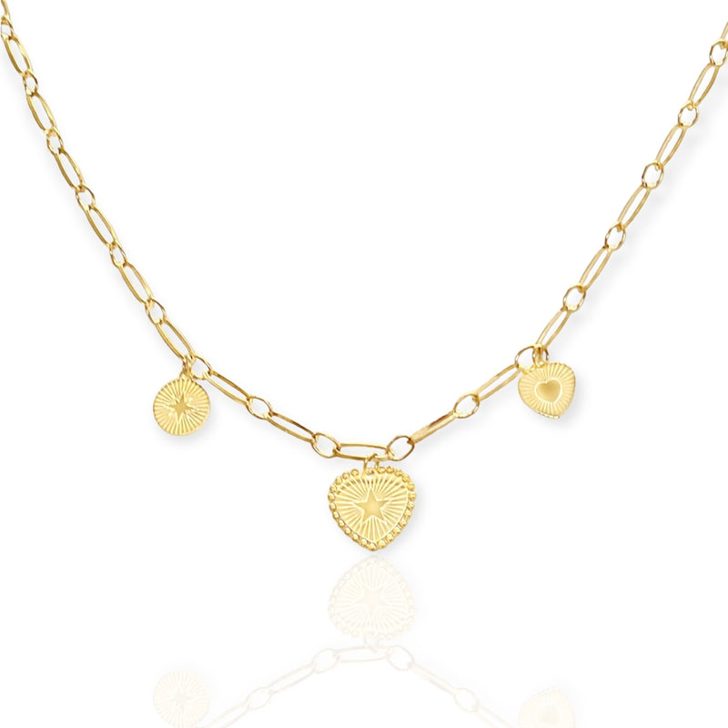 triple heart necklace|necklace with hearts gold|golden heart necklace|necklace with heart charm