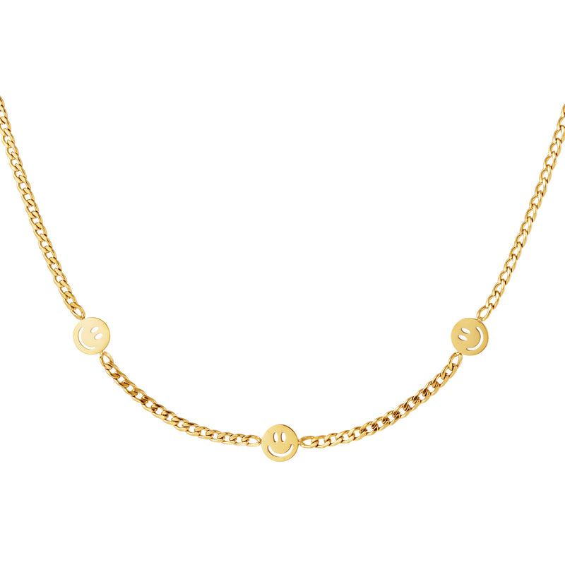 gourmet chain gold|gourmet necklace|smiley face necklace gold