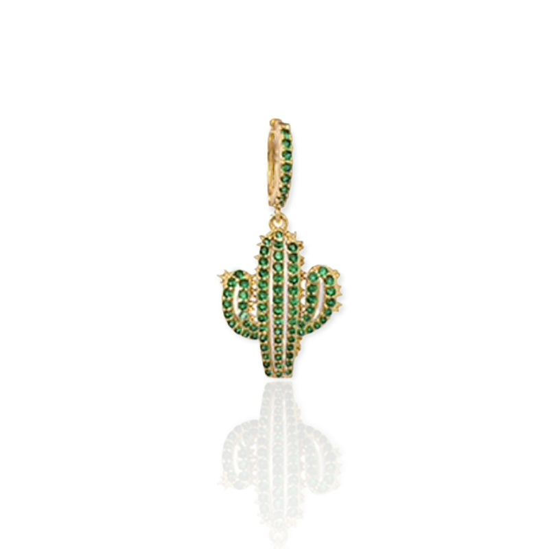 Earring Gold Cactus Charm